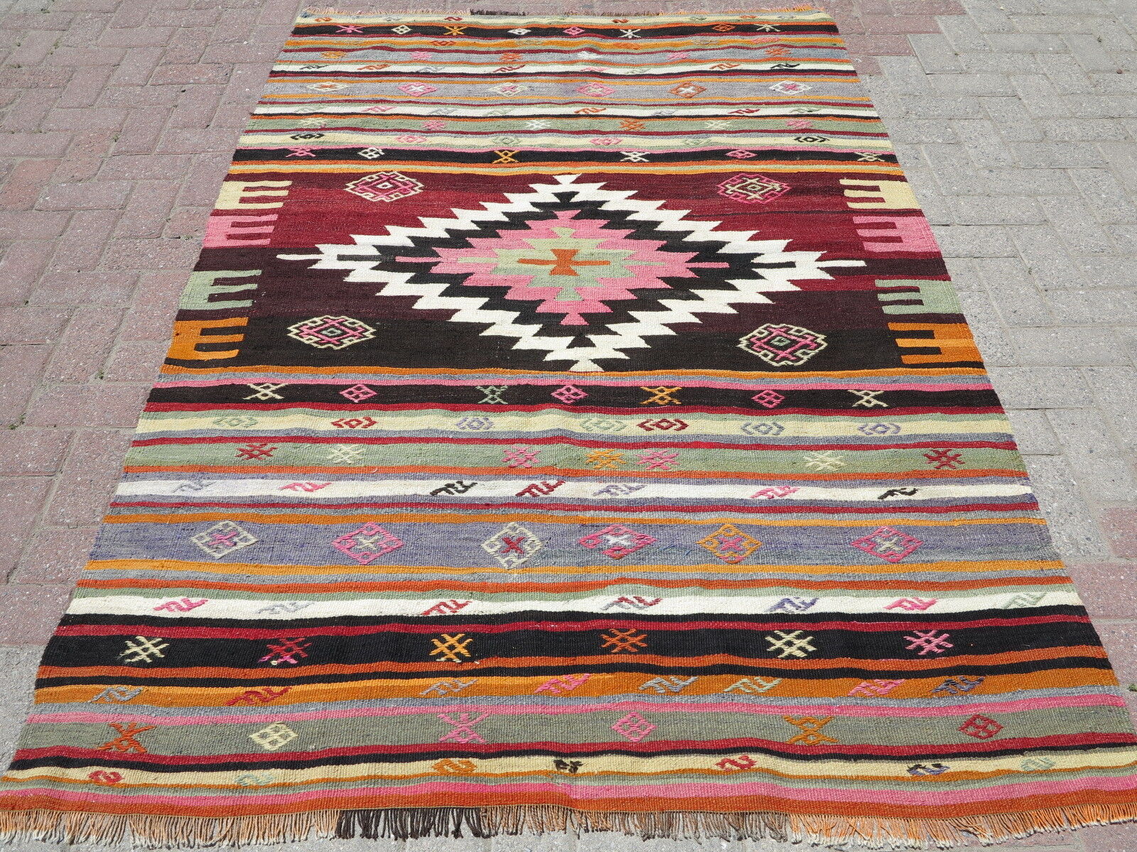 Anatolia Turkish Kilim Diamond Design 売店 Rug 9 Carpet 祝開店！大放出セール開催中 55 Floor Wool