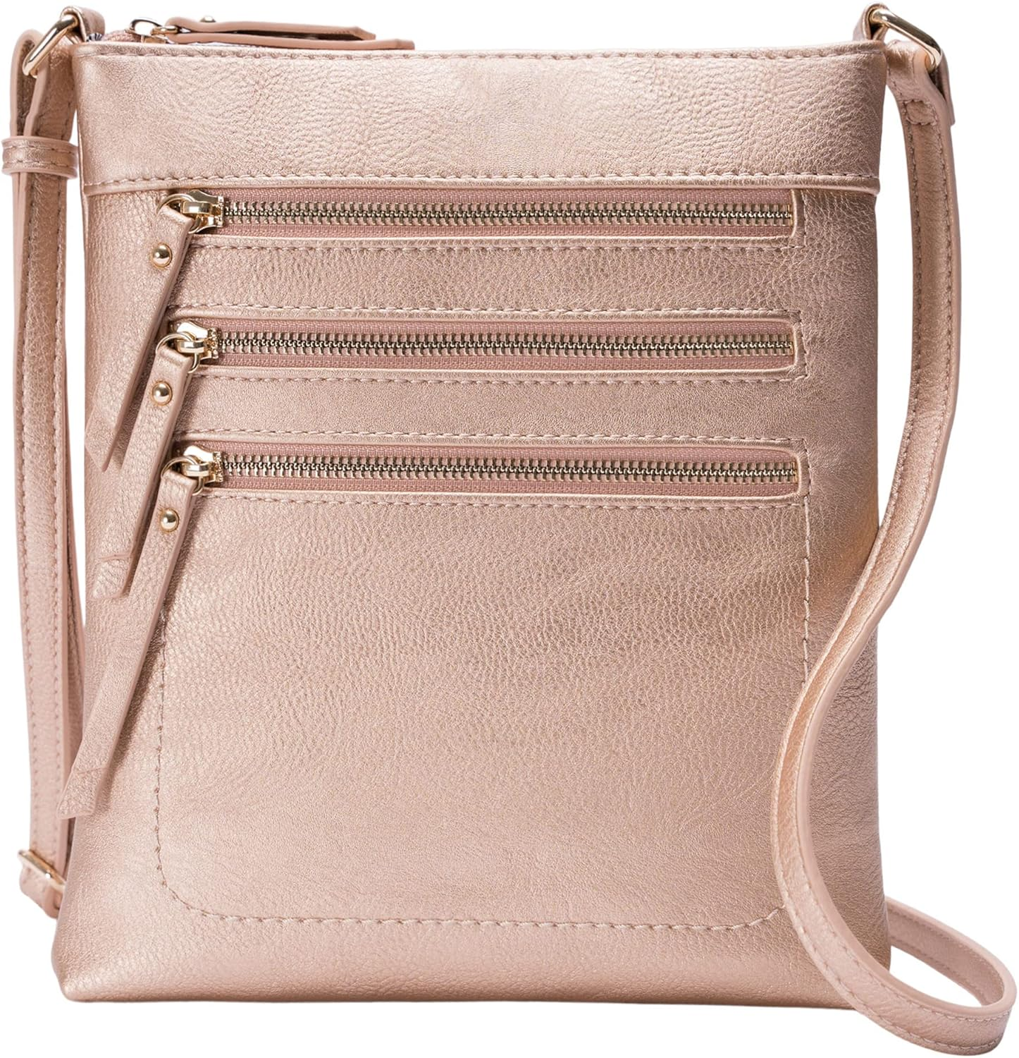 Crossbody Bag Functional Multi Pocket Messenger Purse Top Zip Closure Shoulder H-image