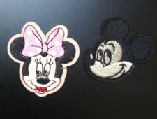 Mickey  Minnie Mouse Heads Sew/Iron-on Embroidered Hand Stitched Rare Patch Lot