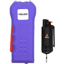 POLICE Stun Gun Burn Pepper Spray Combo for Self Defense 512 Purple & Black