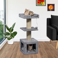 Premium Kratzbaum Katzenbaum Kletterbaum Sisal KatzenhöHle Spielbaum Holz Grau