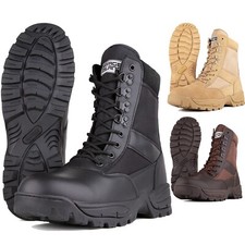 Leather Army Combat Military Work Zip Boots Size 5-12 UK SECURITY POLICE CADET
