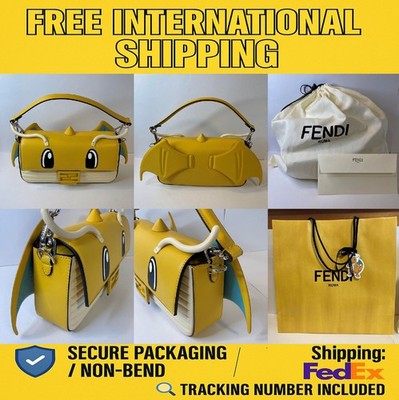 FENDI x FRGMT x POKEMON Dragonite Baguette Bag Yellow Medium 100