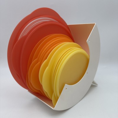 TUPPERWARE Flat Out Collapsible Adjustable Bowls Lids 11PC w/Storage Holder NEW
