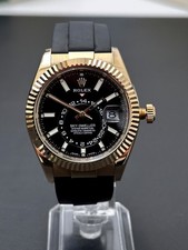 Rolex Sky-Dweller Watch 326238 Yellow Gold Black Mens Oysterflex Box and Papers