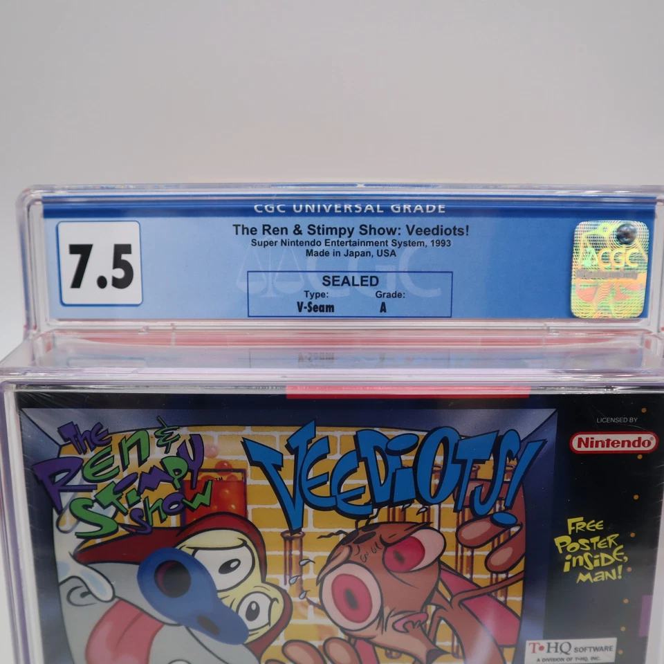 SNES Super Nintendo REN & STIMPY SHOW: VEEDIOTS! CGC GRADED 7.5 A! NEW & Sealed! - Image 2 of 4