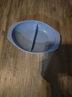 Pyrex Delphite Blue 1063 Vintage D Divided Oval Casserole Dish 1.5 Quart