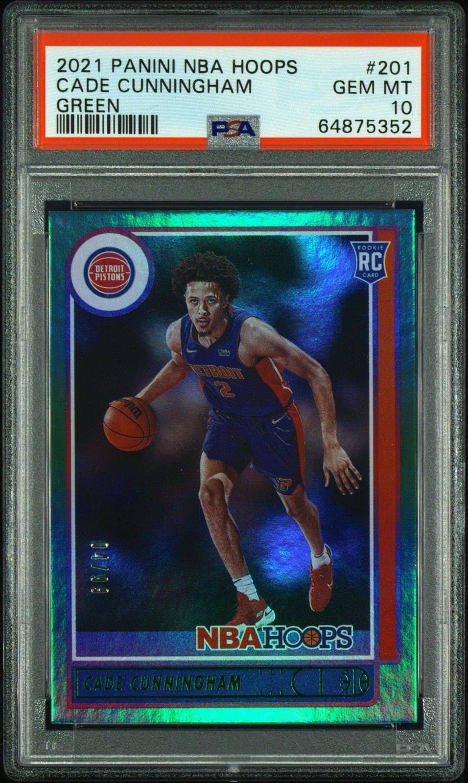 2021-22 Panini NBA HOOPS Rookies Cade Cunningham #201 Green /99 (RC) PSA 10💎