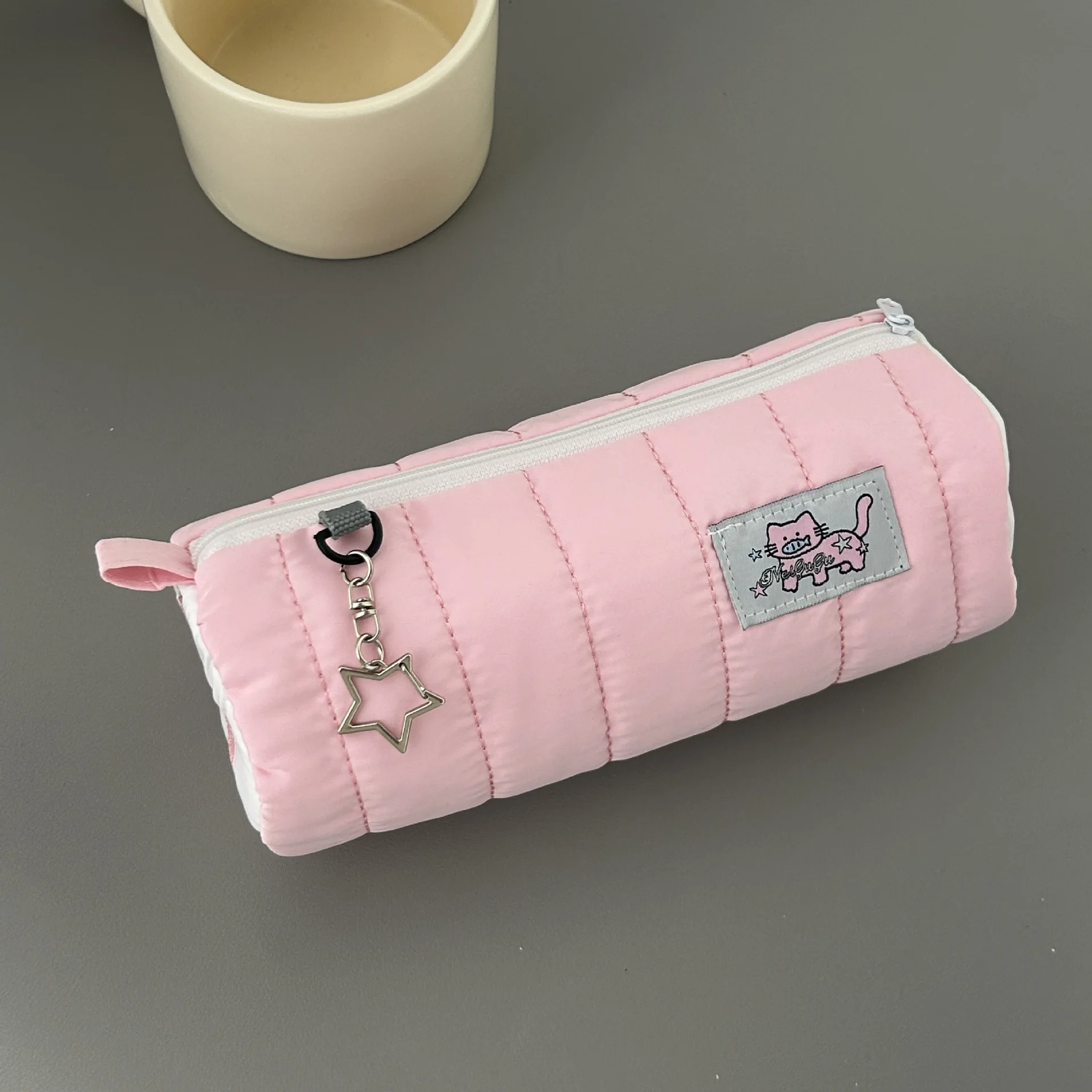 Pink Towel Roll Pencil Case Large Capacity Pen Bag School Supplies UK