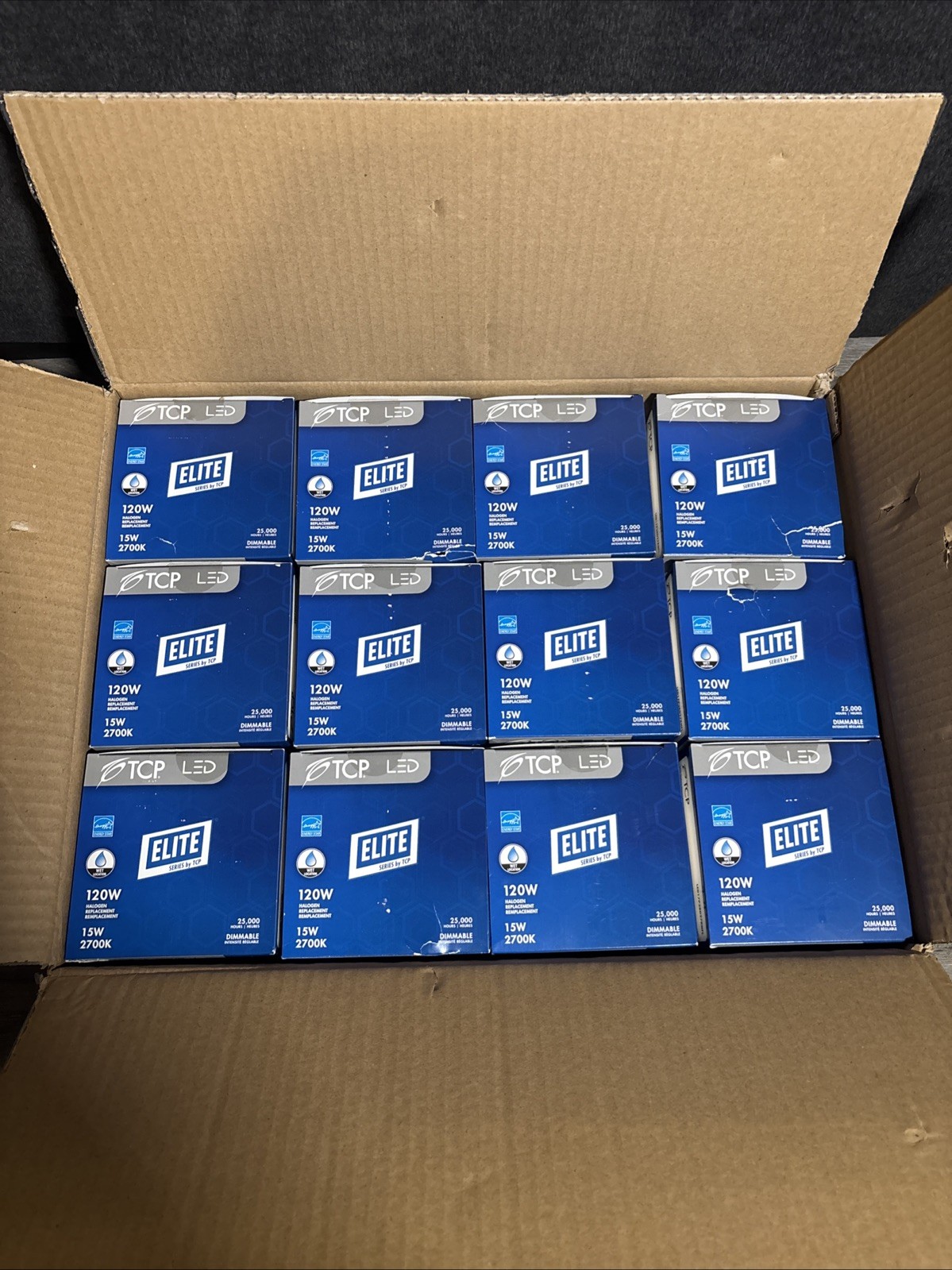 Elite TCP LED Light Bulb Lot Of 12 120W 15W 2700K 