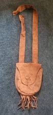 Vintage Genuine Beige Suede, Fringe Shoulder Bag Bohemian Hippie 60s Long Straps