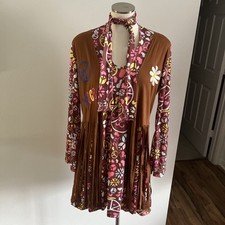 Hippie 60s Style shirt/vest Fringe Headband Sz 16/18 NEW