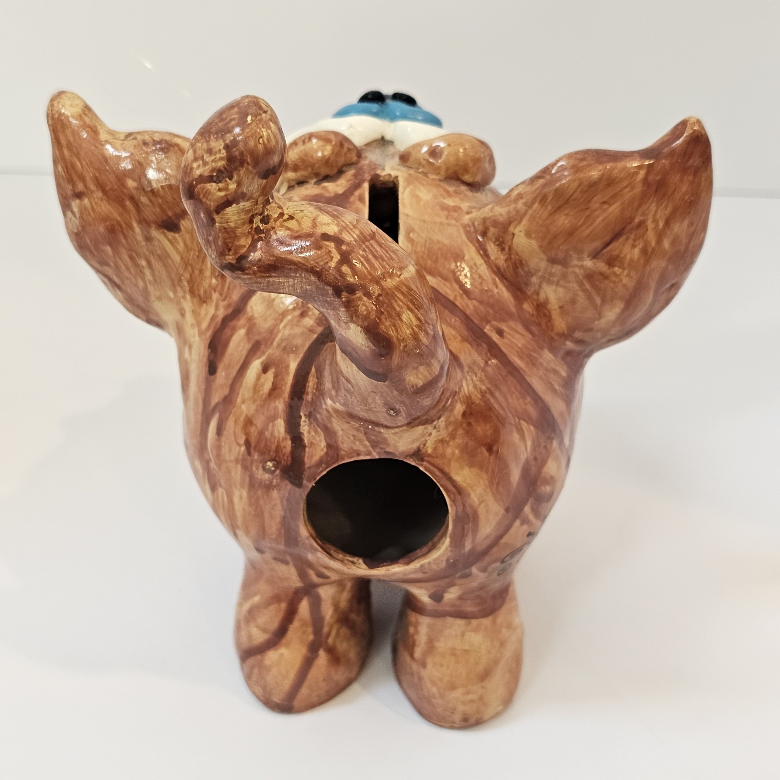 Crazy Mountain Tina Neal Original Handmade Clay Cat Critter Coin Bank VTG Signed