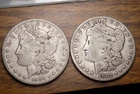 90% MORGAN SILVER DOLLARS LOT OF 2 1884 AND 1882 $2 FACE 90% SILVER