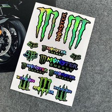2 Sheets Monster Graphics Motorbike Car Helmet Stickers, DIY Bike Decals random