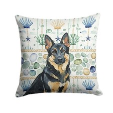 Caroline's Treasures Black Tan German Shepherd Coastal Sea Glass Throw Pillow
