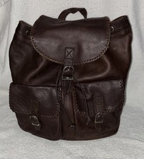 Reisenthel zaino vintage in pelle marrone pesante bordo a frusta fodera in tela