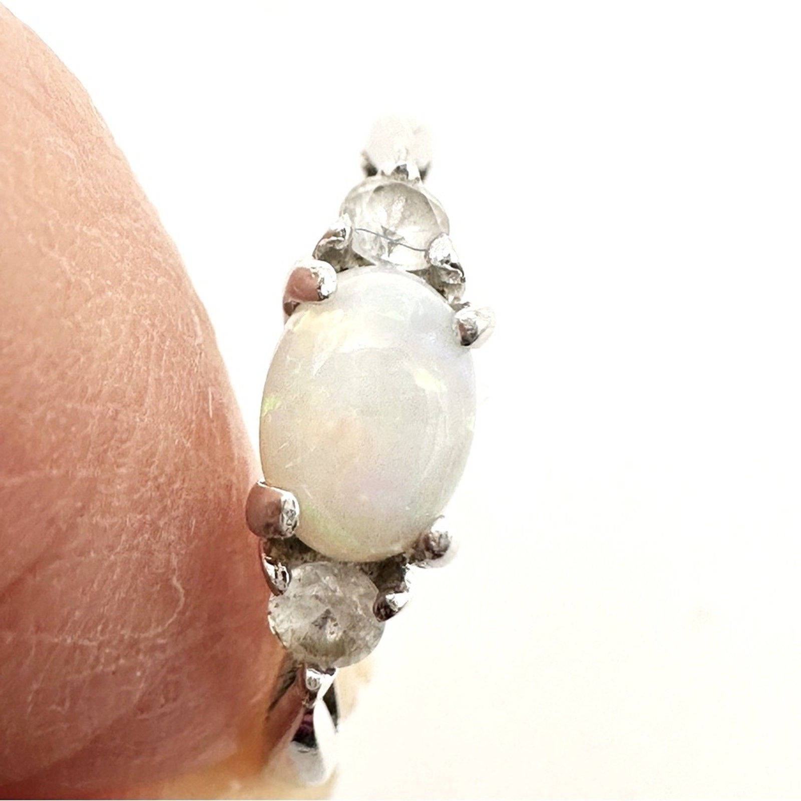 Avon Sterling Silver Opal Stacking Ring Size 5 Vi… - image 3