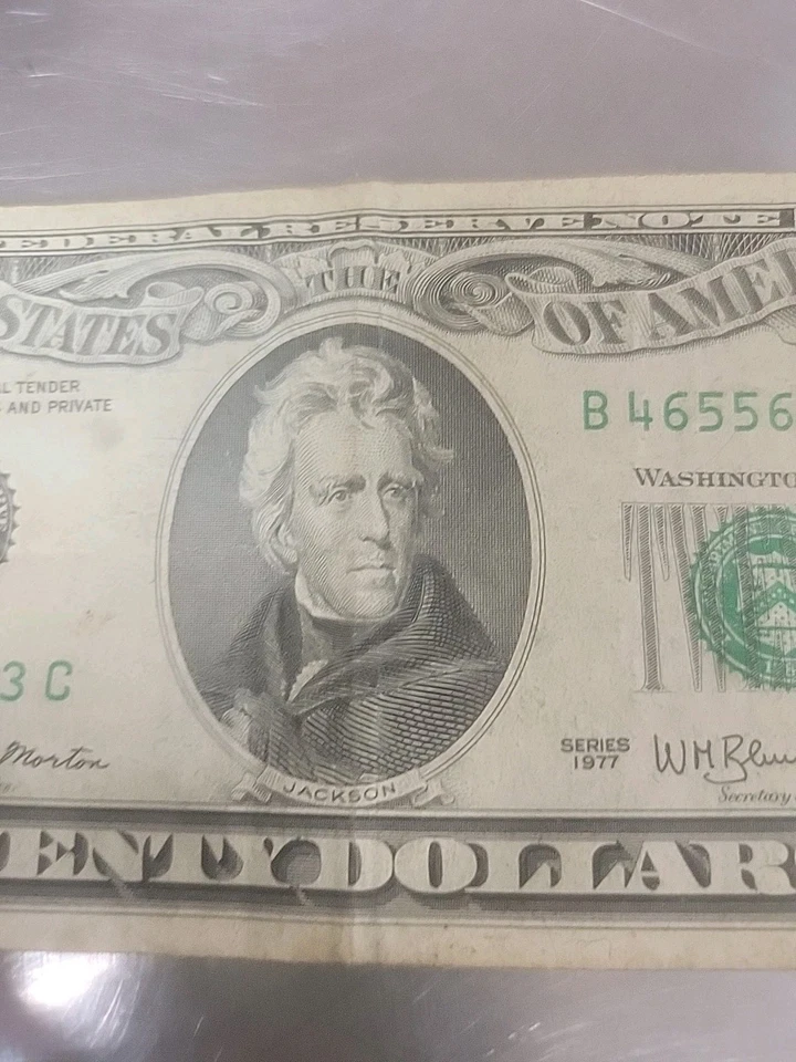 Vinage 1977 $20 bill serial number B46556753C For Collectors - Image 2 of 4