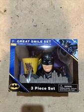 Batman DC Comics Great Smile Set 3 Pcs Toothbrush  Holder  Rinse Cup NEW