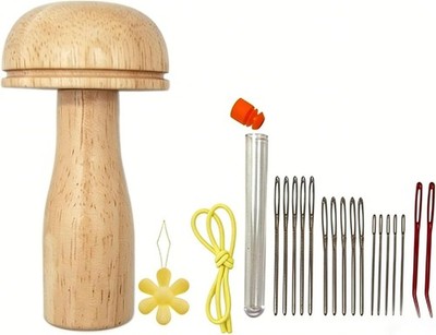 10 Stück Stopfpilz, Stopfpilz Holz Set mit ergonomischem Stopfei und robuster