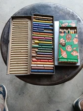 Vtg Pack of Funny Face School Pencils Empire Pencil Colored & Prang Pastello