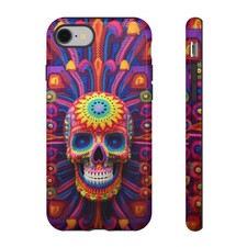 Tough Phone Case Artisan Crochet Skull 3D Design. iPhone, Samsung, Google Pixel