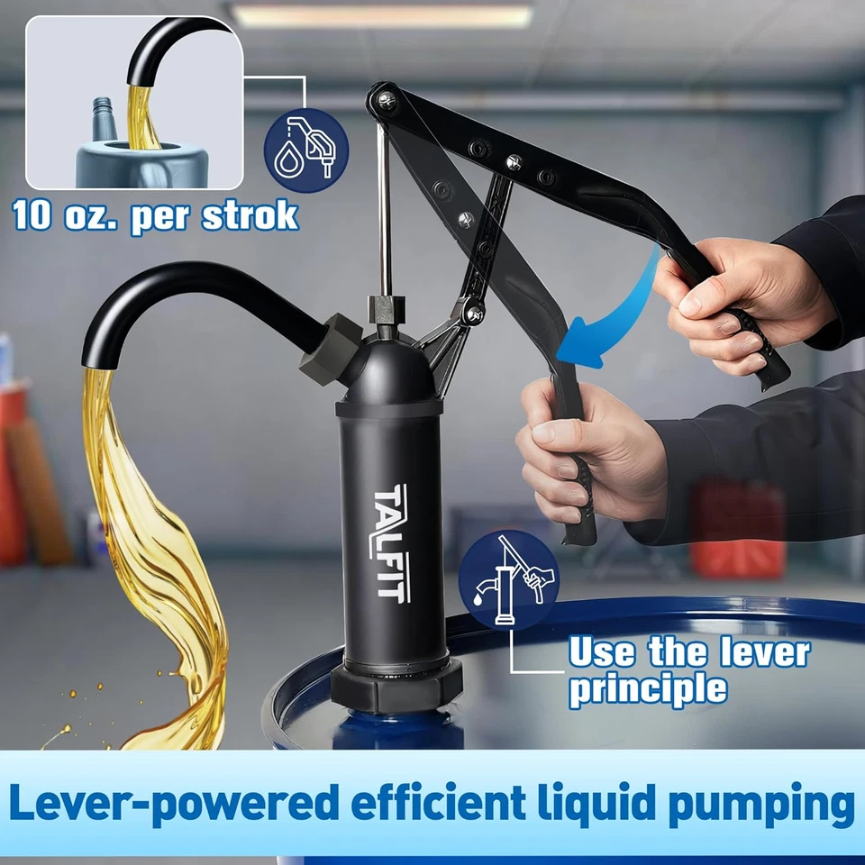 Bomba de barril de acción de palanca, bomba de tambor de 55 galones, para combustibles, productos químicos, Li corrosivo Foto 2 de 4