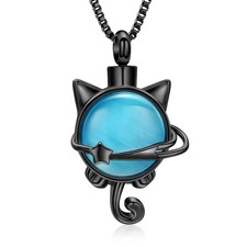 Pet Cremation Ashes Jewelry Moonstone Cat Urn Necklace for Ashes for Women Me...