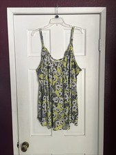 Torrid 5 Neon Yellow Rose Floral Paisley Tops Chiffon Adj Straps