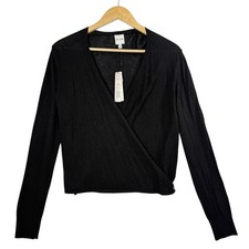 NEW NIC ZOE All Year 4-Way Convertible Cardigan Black Womens Medium Minimalist