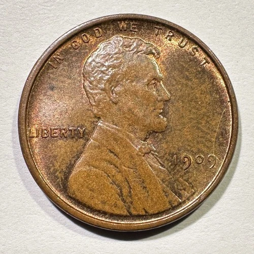1909 VDB Lincoln Wheat Cent Penny Uncirculated Luster Light Scratch