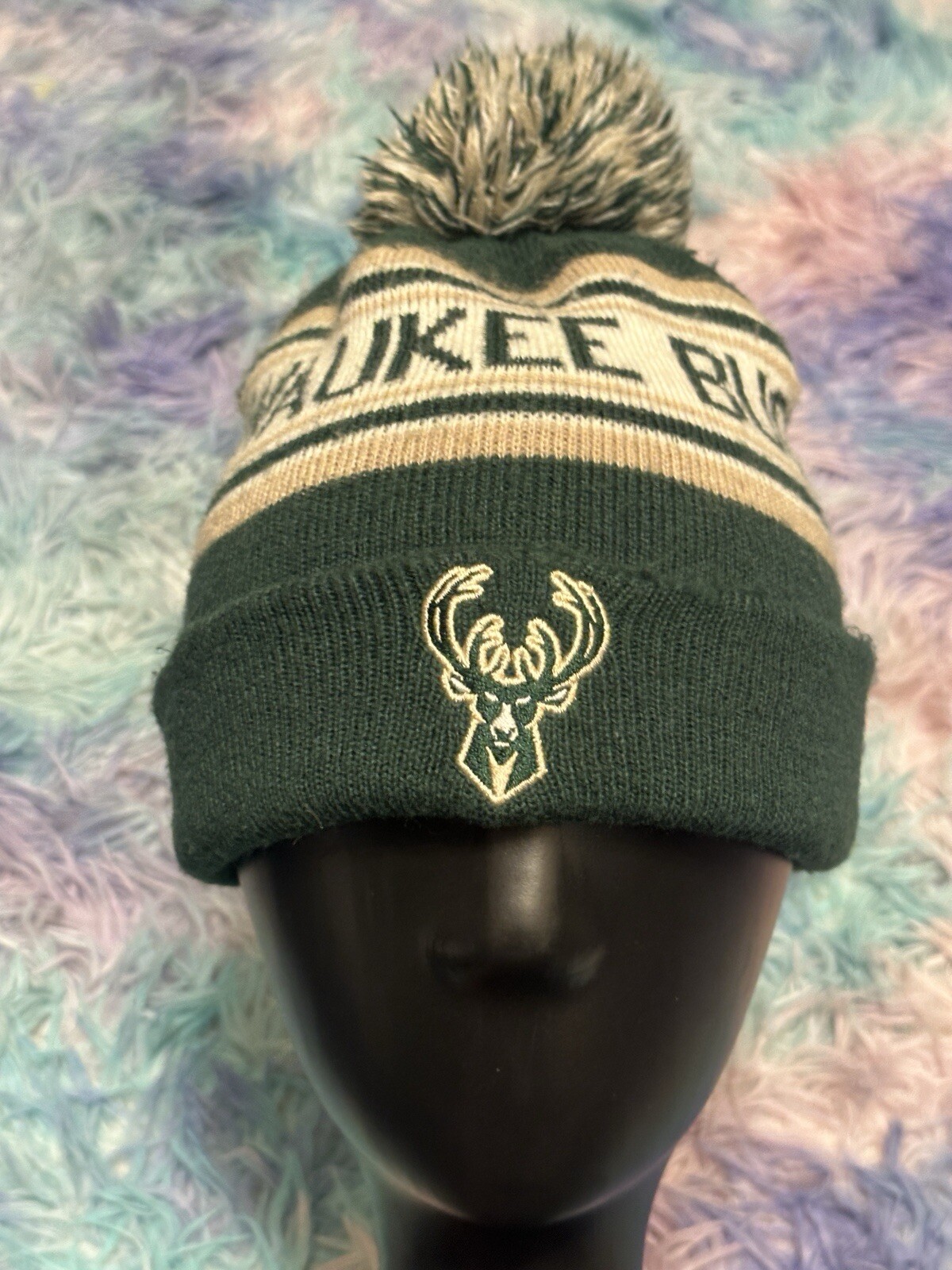 Milwaukee Bucks NBA Womens Adidas Cuffed Knit Hat Green White Cap