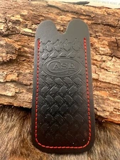 CASE XX * GENUINE LEATHER BLACK HERRINGBONE KNIFE SLIP BROWN EMBOSSED CASE