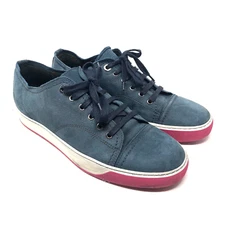 Lanvin Dbb1 Suede Sneakers Mens 7 UK 6 Blue Pink Sole Lace Up Casual Streetwear