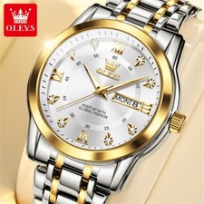 OLEVS Quartz Watch for Men Stainless Steel Men's Wristwatch Waterproof Luminous