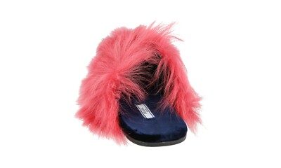 PRADA VELVET Tassel FUR Slipper Mules - 1S757H - Blue Pink - NEW