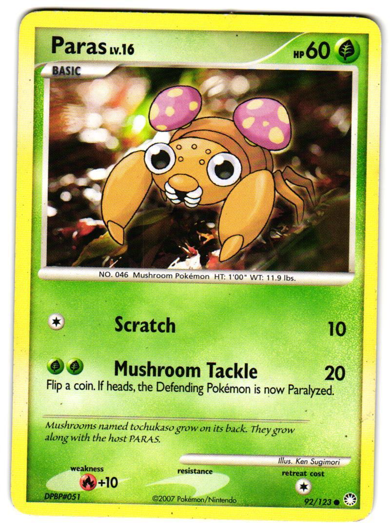 Pokemon Mysterious Treasures Paras #92/123 LP Common