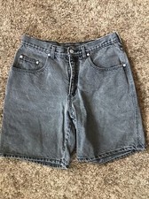 Vintage 80s 90s Retro Women Jean Shorts Black Size 20 GUESS High Waist 31" USA