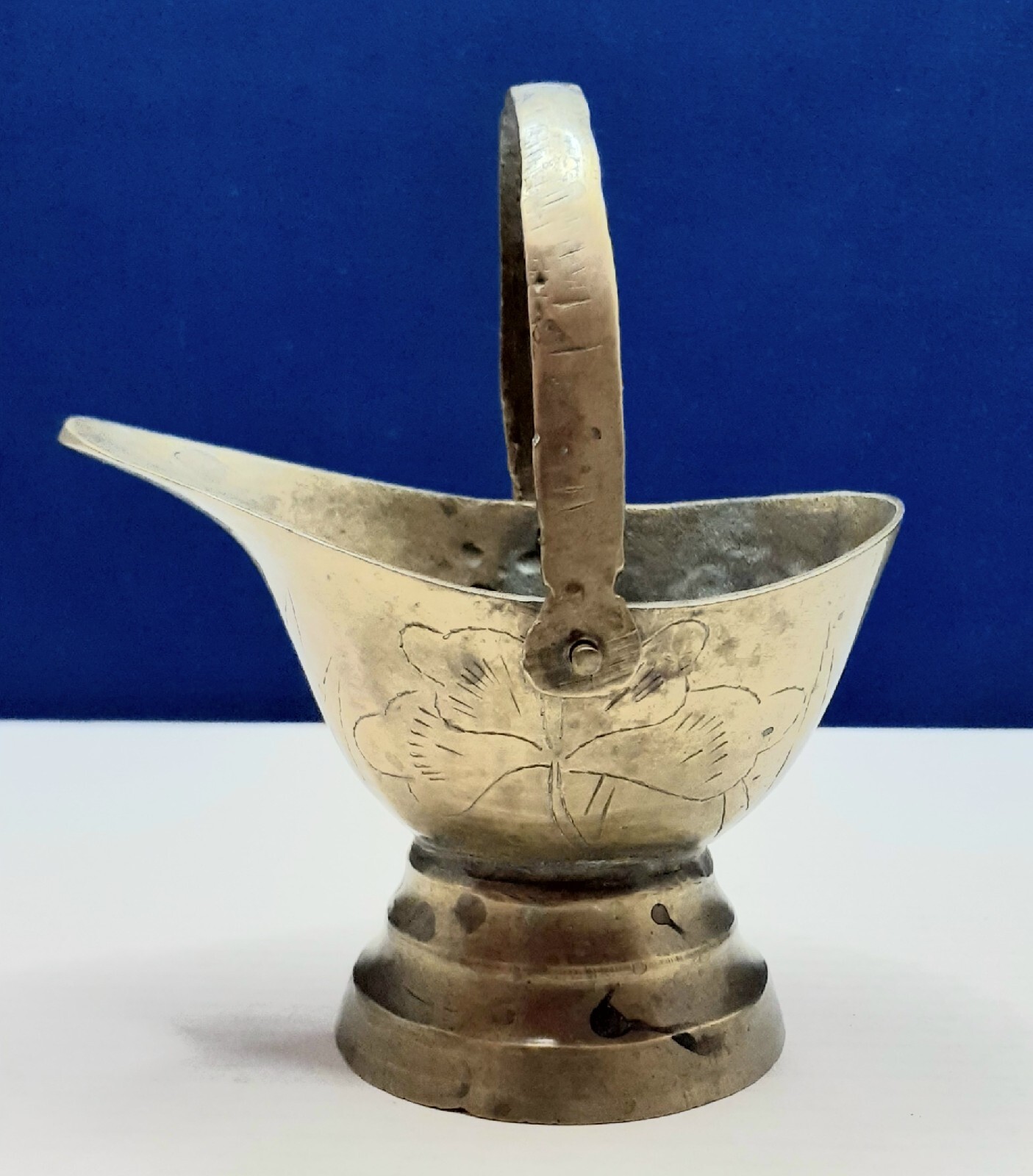 Vintage Brass Miniature Coal Shuttle Ash Bucket Etched Design Handle | eBay