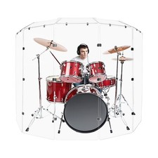 Drum Shield - 2 ft x 5.5 ft Drum Screen 5 Panels w/ Chrome Hinges and Deflectors