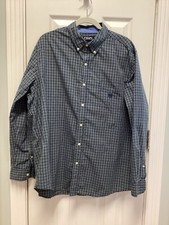 Chaps Men’s XL Blue/green Plaid Button Down Dress Career Professional Shirt