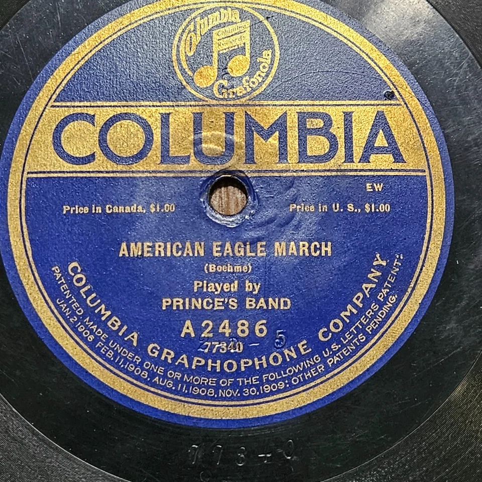 Prince's Band–American Eagle March/Defend America 1917 Columbia A2486 10" V+/V+ - Image 2 of 4