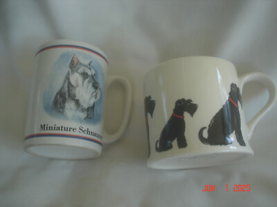LOVELY LOT 2 Vtg. MINIATURE SCHNAUZER MUGS 1 PAPEL 1 SWEET WILLIAM LONDON
