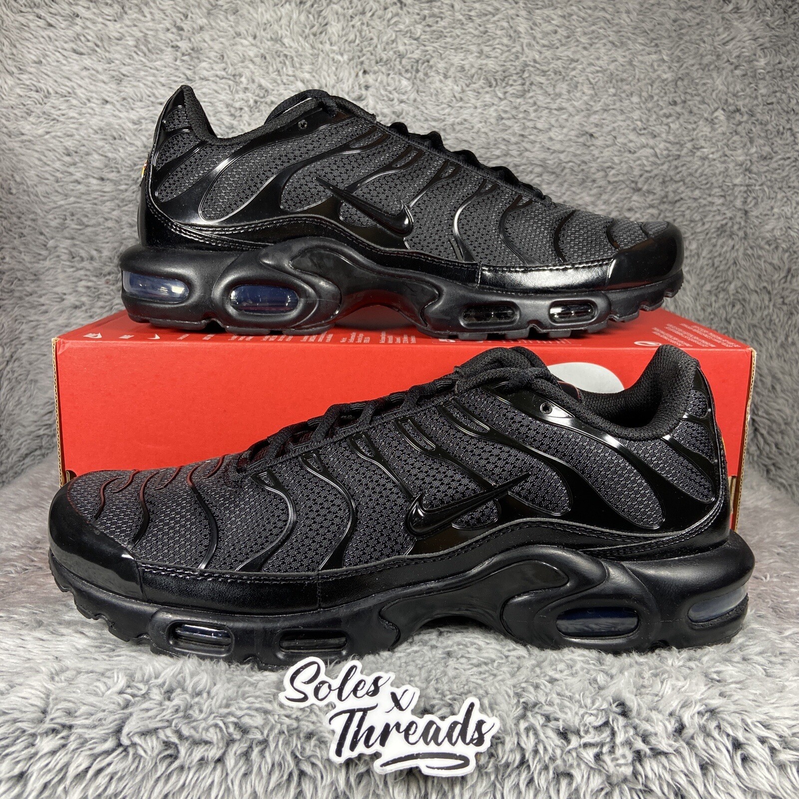 Nike Air Max Plus Triple Black Sneakers 604133-050 Men Size 8 (Women\u0026#039;s  9.5) | eBay