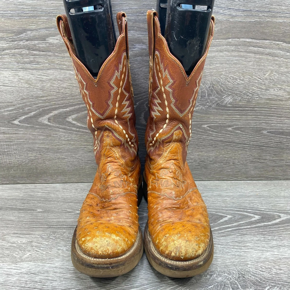 Lucchese 2000 Womens 7 B Brown Leather Full Quill Ostrich Round