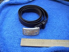 Vintage MEXICO Sterling  Gold Overlay Friction Buckle BELT-Signed TZR-NR