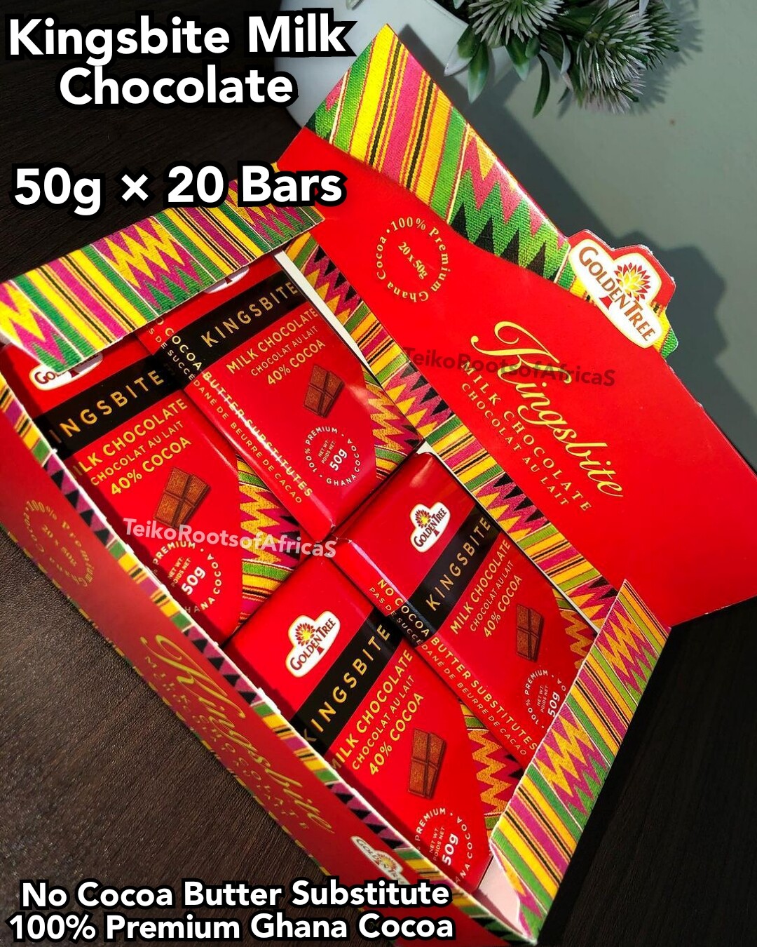 Kingsbite Milk Chocolate, GoldenTree Chocolate from Ghana 20g, 50g