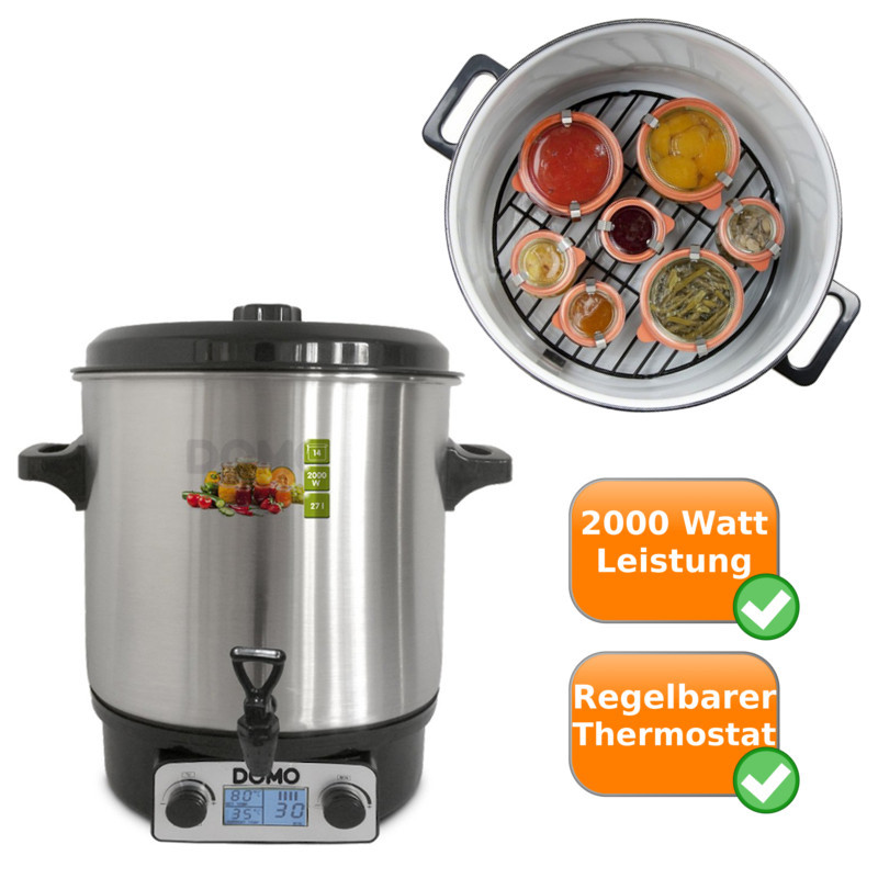 Digitaler Edelstahl 27L Einkochautomat Timer Einkocher Einweckgerät Glühweintopf