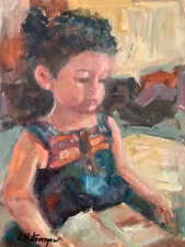 Original Oil Painting Portrait Study 12"x9" Signed